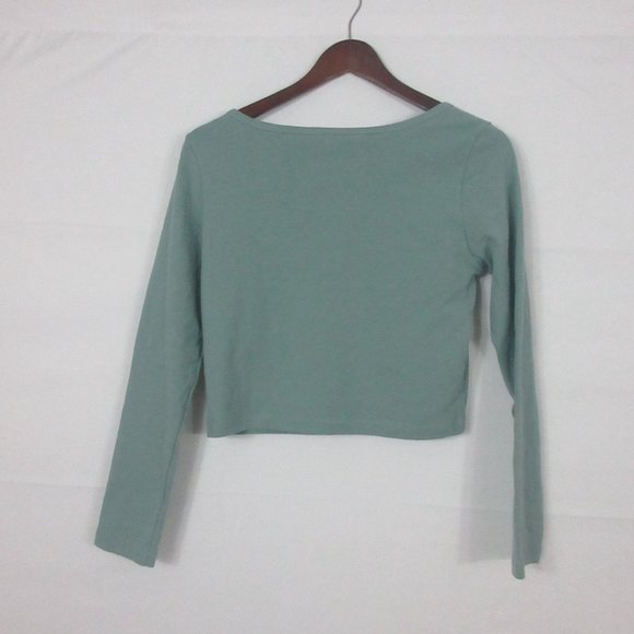 sympathique crop top Medium Gisela Tee aqua Long Sleeve women's M top NEW - Picture 4 of 6